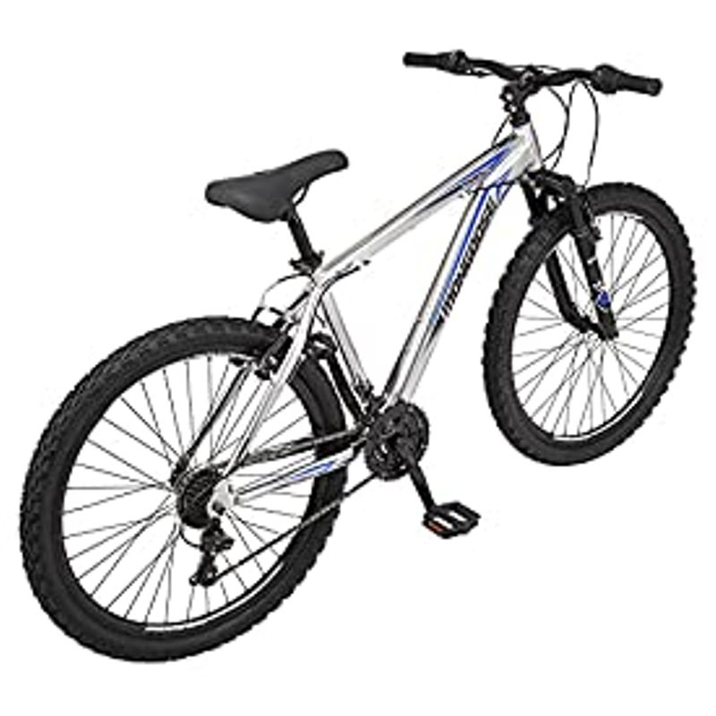 Mongoose Flatrock Adult Hardtail Mountain Bike, 21 Speed Twist Shifters, Aluminum Frame, Multiple Colors