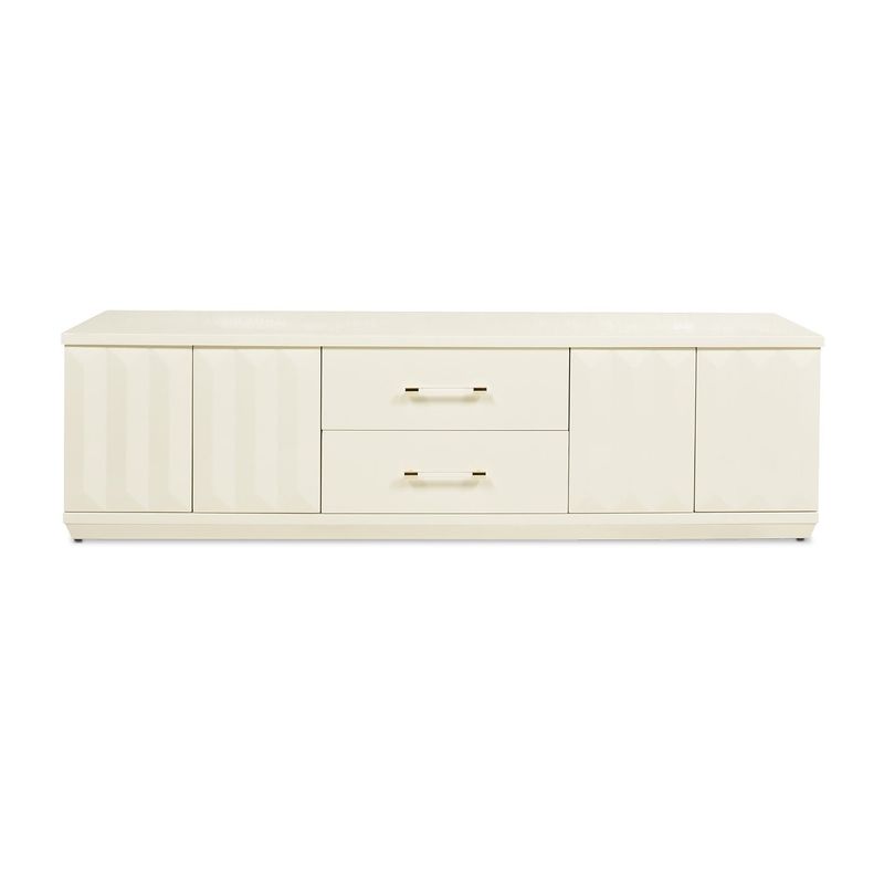 Jennifer Taylor Home Facino 71" Modern Pull-out Drawer Storage TV Stand - White Lacquer