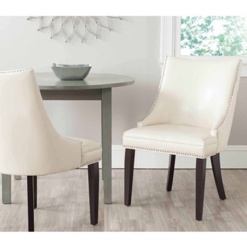 Safavieh Afton Bicast Leather Side Chair with Silver Nail Heads, Set of 2
