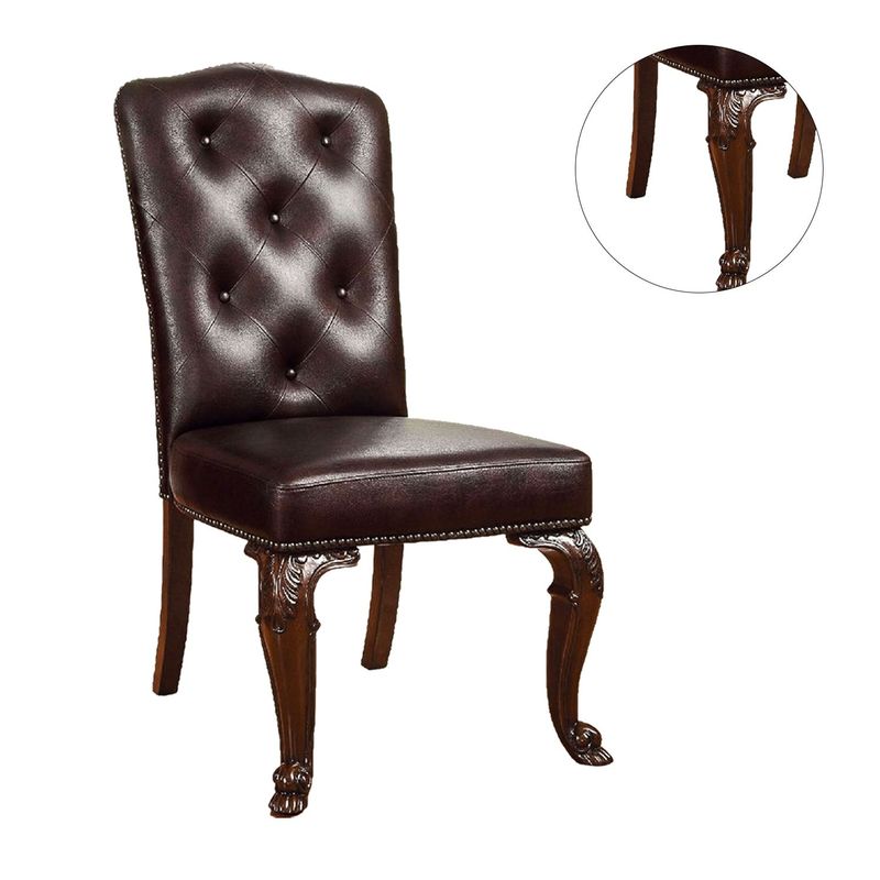Set of 2 Dining Side Chair in Brown Cherry and Dark Brown - Set of 2 - Cherry Brown
