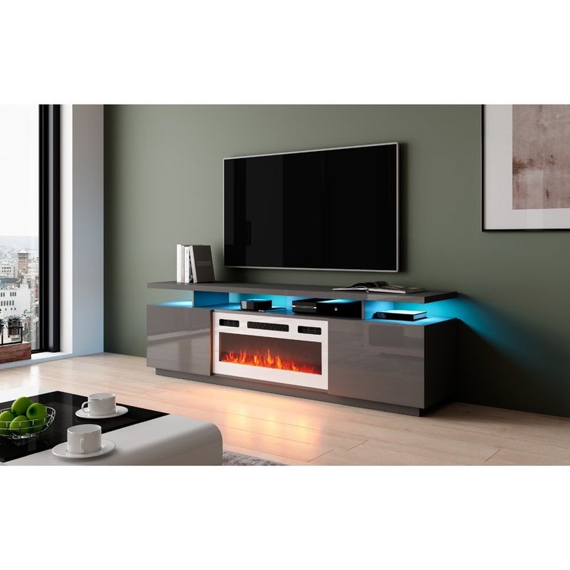 Eva-KWH Modern 71-inch Electric Fireplace TV Stand - White