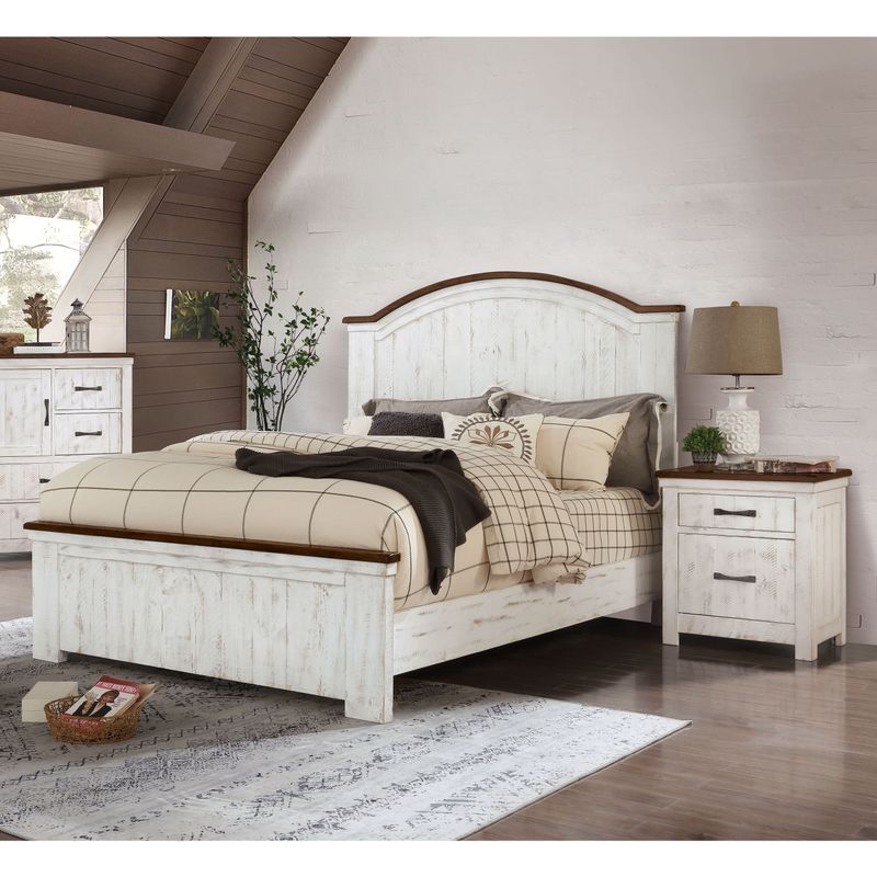 Furniture of America Ynez Farmhouse White 2-piece Bedroom Set - Eastern King