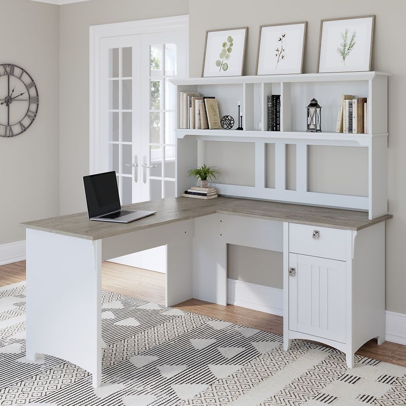 Salinas L-shaped Desk with Hutch by Bush Furniture - Reclaimed Pine