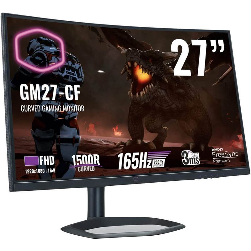 Cooler Master 27 inch Full HD 1920 x 1080 Height Adjustable Curved Gaming Monitor