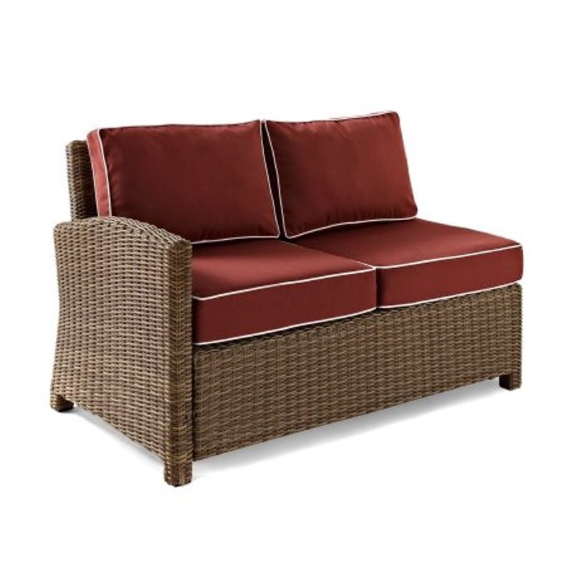 Crosley Furniture Bradenton Outdoor Wicker Sectional Right Corner Loveseat with Sangria Cushions
