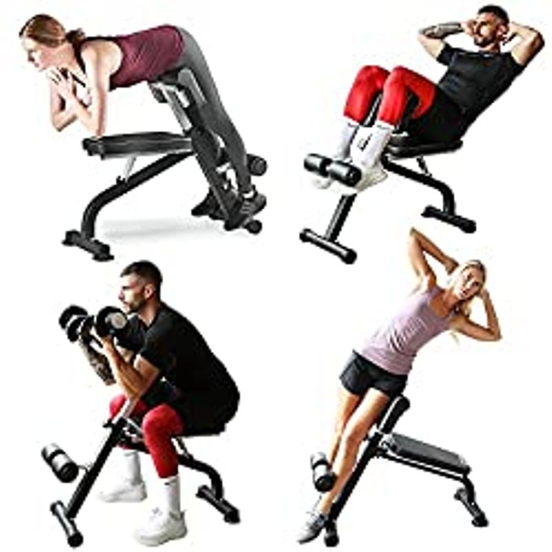 LifePro Multipurpose Roman Chair - Foldable Back Extension Bench & Ab Bench Workout Chair- Versatile At-Home Hyperextension Bench & Ab...