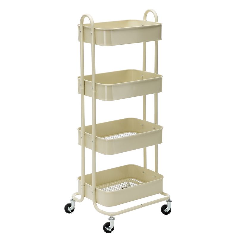 4-Tier Metal Utility Cart with Wheels Storage Shelves Organizer - 17.7"x13.7"x42.9" - Blue