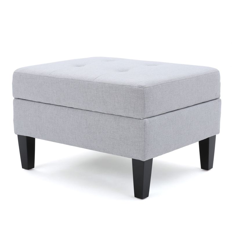 Zahra Tufted Fabric Storage Ottoman by Christopher Knight Home - Light Grey