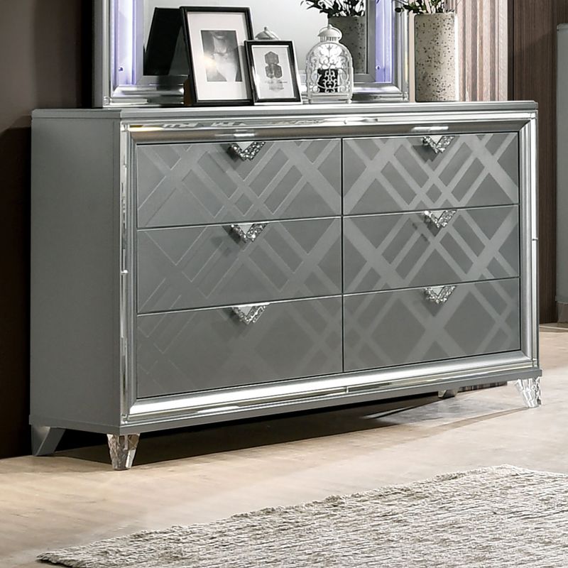 Furniture of America Bel Air Contemporary Silver 6-drawer Dresser - Silver