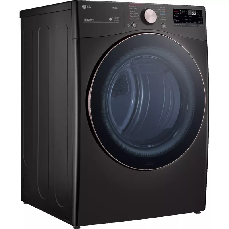 LG - 7.4 Cu. Ft. Stackable Smart Gas Dryer with Steam and Built-In Intelligence - Black Steel
