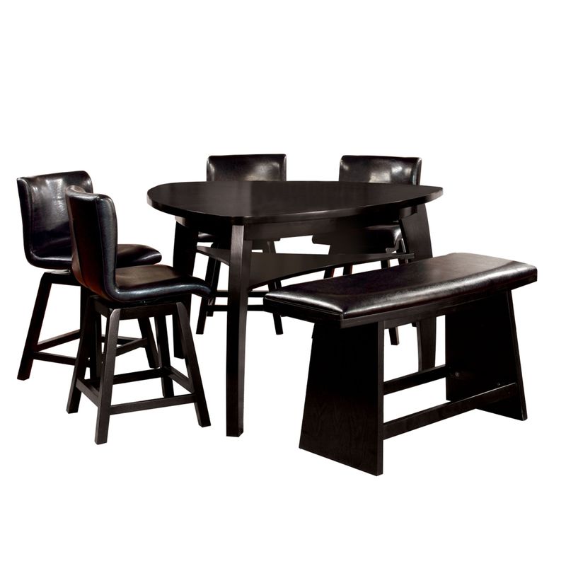 Furniture of America Nack Modern Black 7-piece Counter Table Set