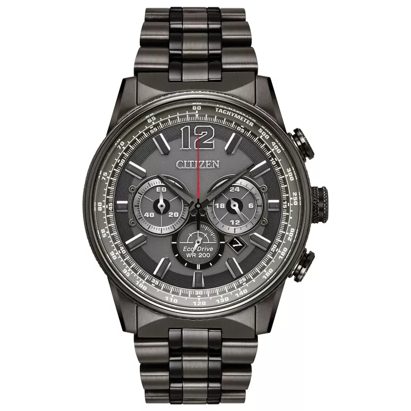 Citizen - Mens Nighthawk Eco-Drive Granite Ion-Plated Chronograph Watch Gray Dial