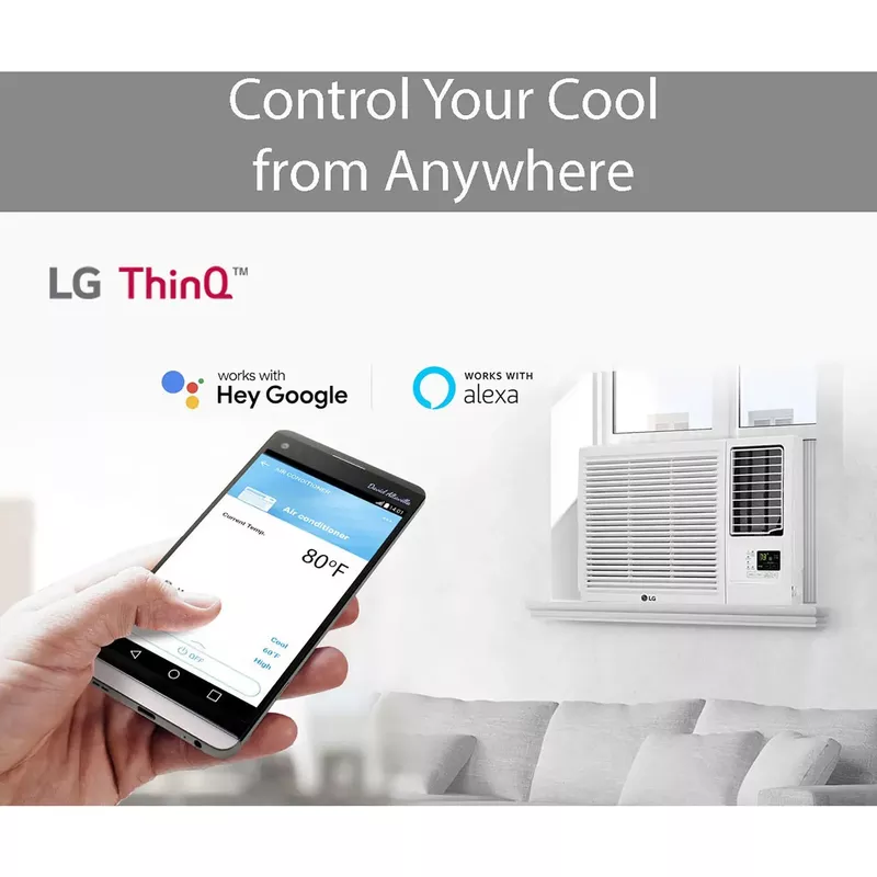 LG - 1,000 Sq. Ft. 18,000 BTU Smart Window Air Conditioner with 12,000 BTU Heater - White
