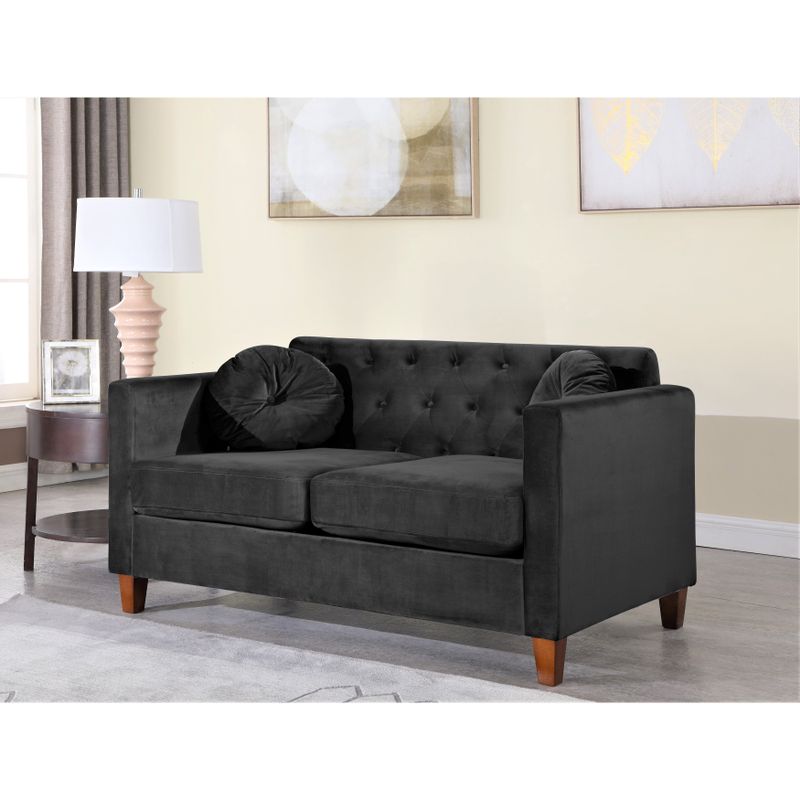 Lory velvet Kitts Classic Chesterfield Living room seat-Sofa Loveseat and Chair - Beige