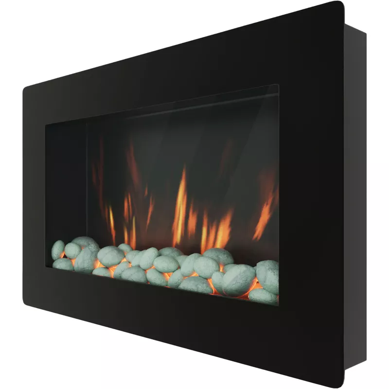 Callisto 30-In. Wall-Mount Electric Fireplace with Flat Panel and Crystal Rocks