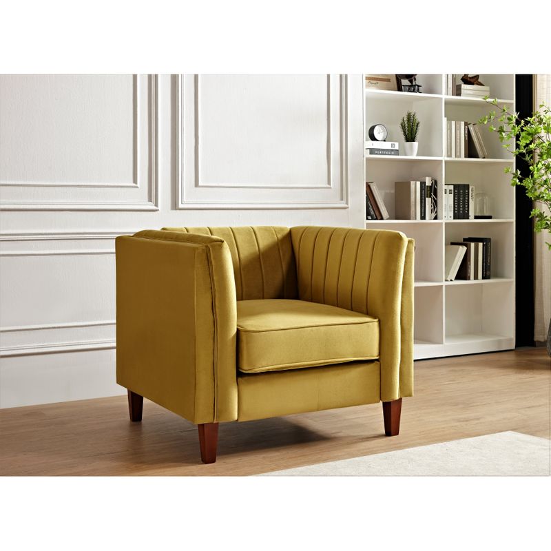 Line Tufted Square Design Chair - Yellow