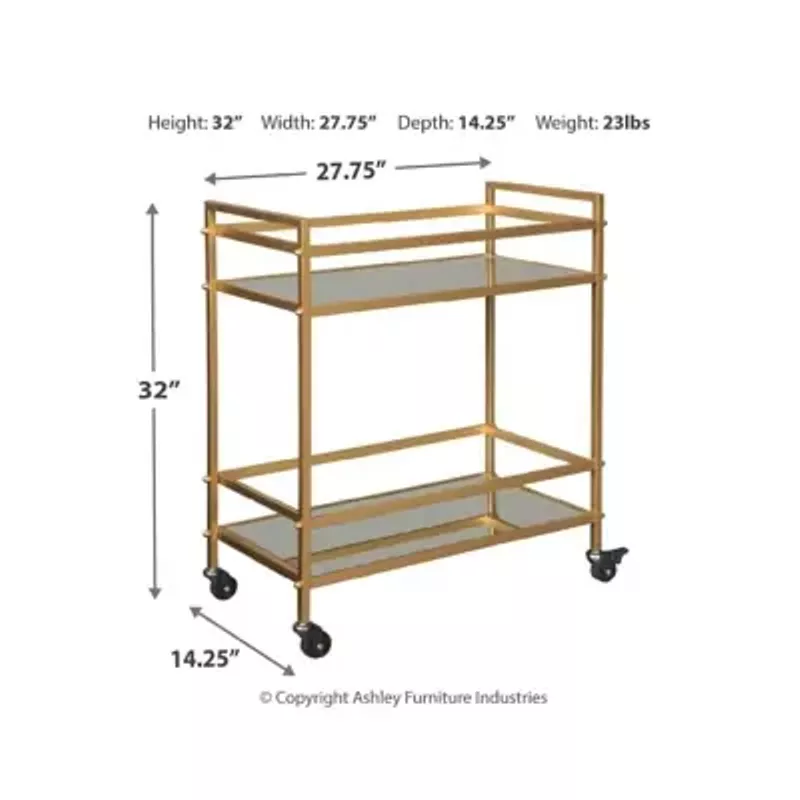 Gold Finish Kailman Bar Cart