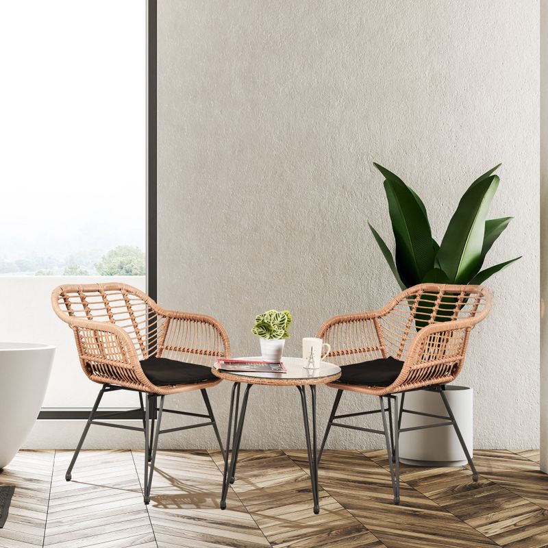 Tappio 3 Piece Patio Wicker Chairs Set with Coffee Table - 21x23x31 - Pecan