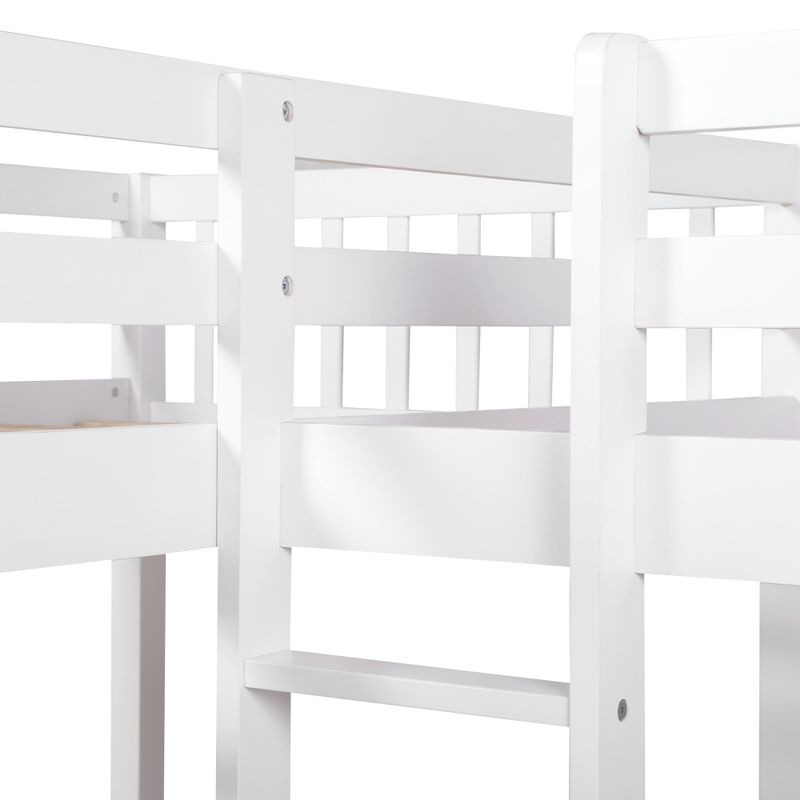 Twin L-Shaped Bunk bed with Drawers - Grey