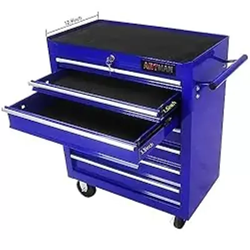 7-Drawer Rolling Tool Chest with Wheels,Tool Cabinet on Wheels with Keyed Locking,Multifunctional Tool Cart on Wheels,Tool Storage Organizer Cabinets for Garage,Warehouse, Repair Shop (Blue)