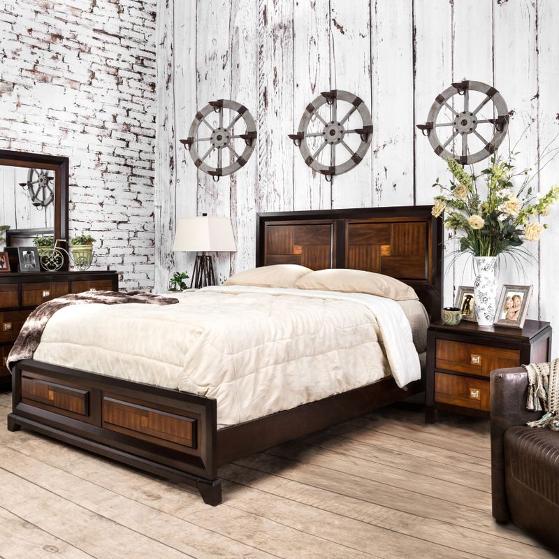 Furniture of America Jupa 2-pc. Rustic Walnut Brown Wood Bedroom Set - California King