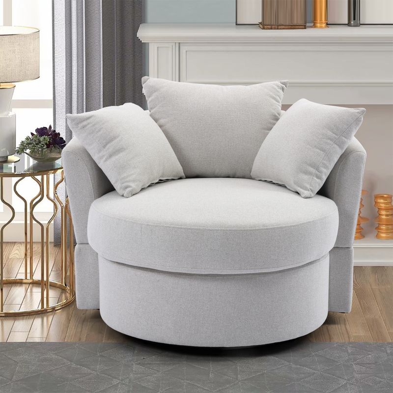 Modern Linen Swivel Accent Chair Bucket Chair - Beige