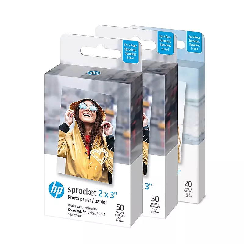 HP - Glossy Zink Technology Photo Paper 2" x 3", 120-Pack - white