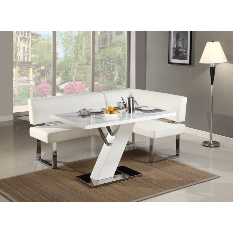 Christopher Knight Home Leah Gloss White/Chrome Dining Table - Leah Dining Table