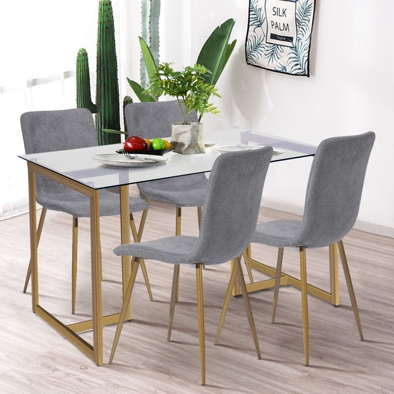 Silver Orchid 5 piece Dining Table Set (Set for 4) - Beige