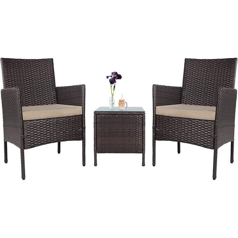 Pheap Outdoor 3-piece Cushioned Wicker Bistro Set by Havenside Home - Black/Grey