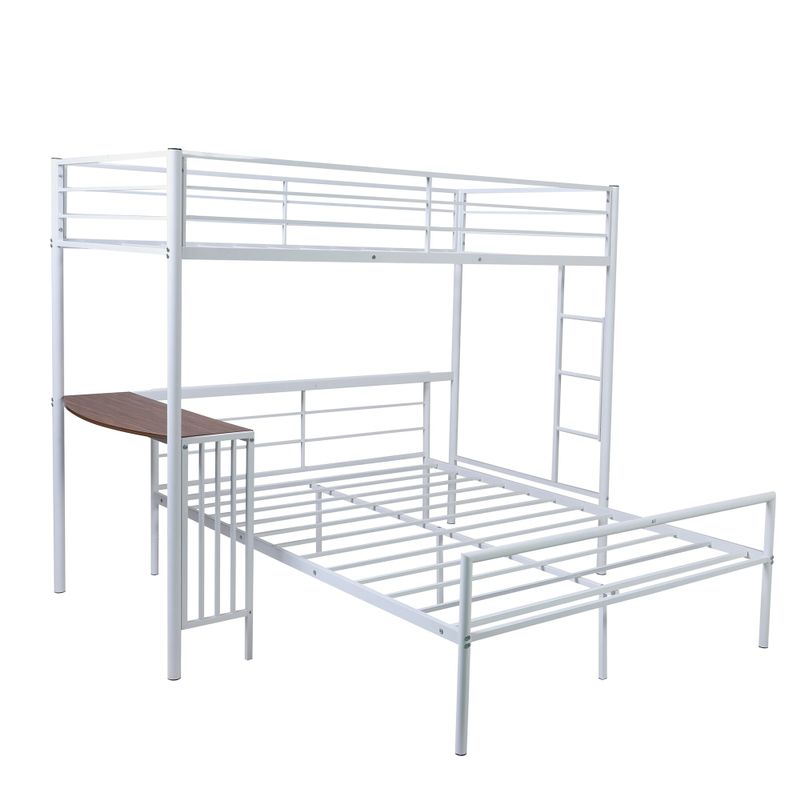 Nestfair Twin Over Full Metal Bunk Bed with Desk and Ladder - Black