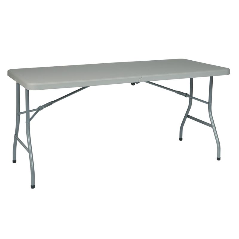 Work Smart 5' Resin Multi Purpose Center Fold Table with Wheels