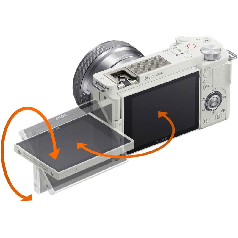 Alt View Zoom 12. Sony - Alpha ZV-E10 Kit Mirrorless Vlog Camera with 16-50mm Lens - White