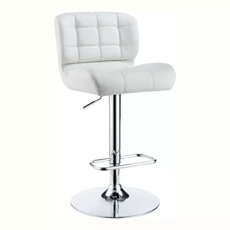 Contemporary Faux Leather Adjustable Bar Stool in White