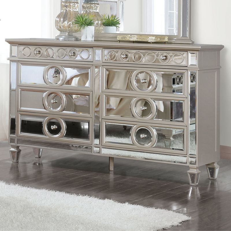 Furniture of America Alyah Glam Champagne Dresser with Mirror Accents - Champagne