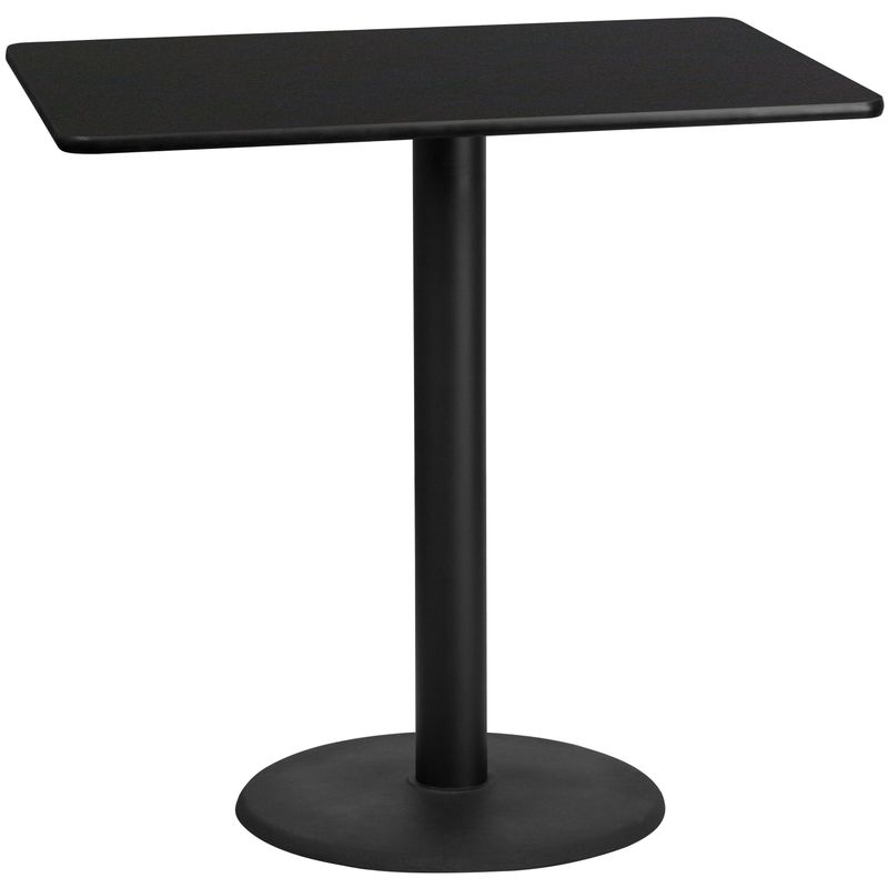 30'' x 48'' Rectangular Laminate Table Top with 24'' Round Bar Height Table Base - 30"W x 48"D x 43.125"H - Black