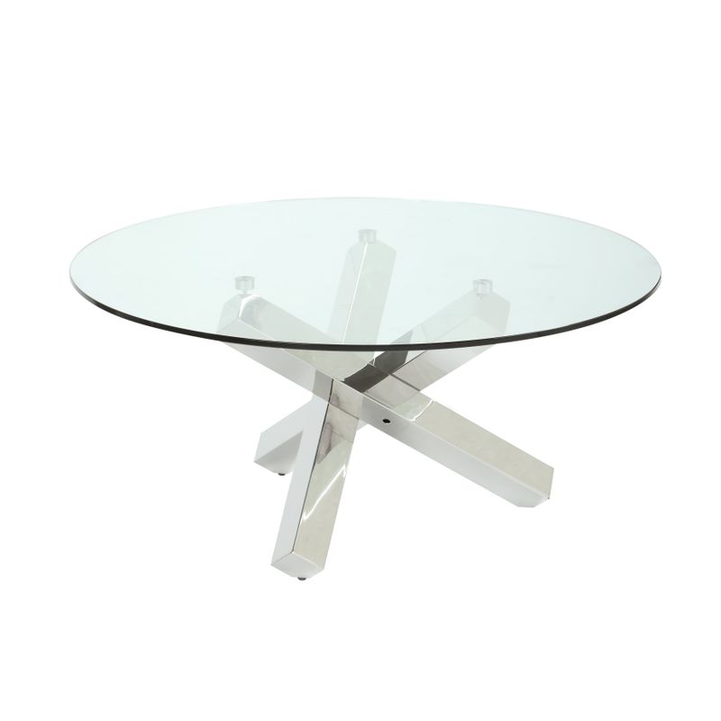 Somette 35" Round Glass Top Cocktail Table - Glass - Clear