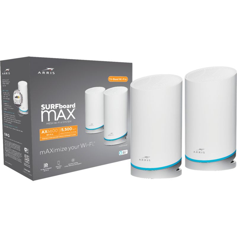 Front Zoom. ARRIS - SURFboard mAX AX6600 Tri-Band Wi-Fi 6 Mesh System (2 pack) Model W121