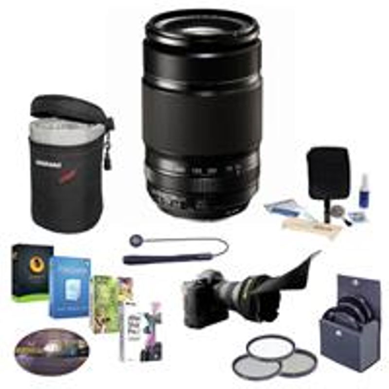 Fujifilm XF 55-200mm (83-300mm) F3.5-4.8 R LM OIS Lens - Bundle with 62mm FilterKit (UV/CPL/ND2), Soft Lens Case, Cleaning Kit,...