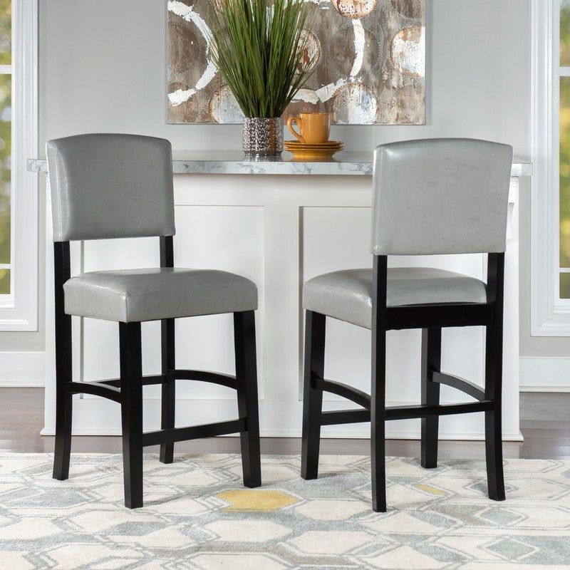 Monte Carlo Faux Leather 24.17-inch Counter Stool - Grey