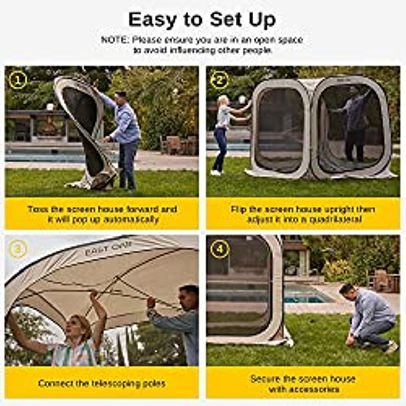 EAST OAK Screen House Tent Pop-Up, Portable Screen Room Canopy Instant Screen Tent 6 x 6 FT with Carry Bag for Patio, Backyard, Deck &...