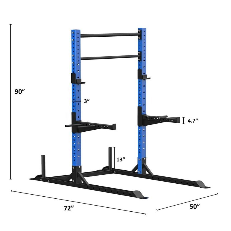 Zenova 1200 lbs Commercial Power Squat Rack Weightlifting Bench Press Barbell Rack Strength Training Equipment - 50*90 - Blue