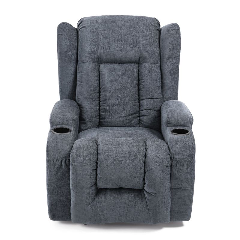 Lavonia Indoor  Pillow Tufted Massage Recliner by Christopher Knight Home - Black + Charcoal