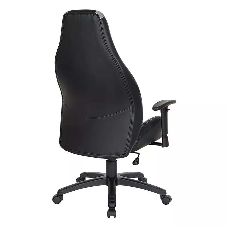 OSP Home Furnishings - Commander Gaming Chair in Black Faux Leather and Grey Accents - Gray