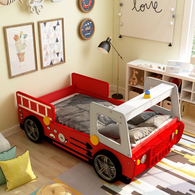 Furniture of America Rozo Modern Red Speedy Fire Engine Youth Bed - Red
