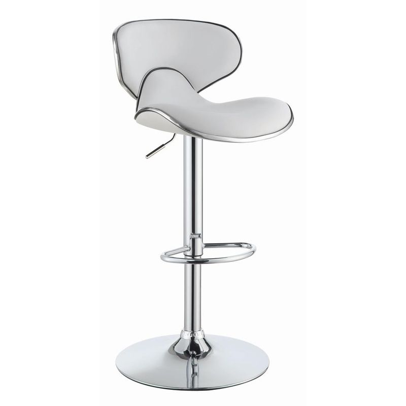 Upholstered Adjustable Height Bar Stools White and Chrome (Set of 2)