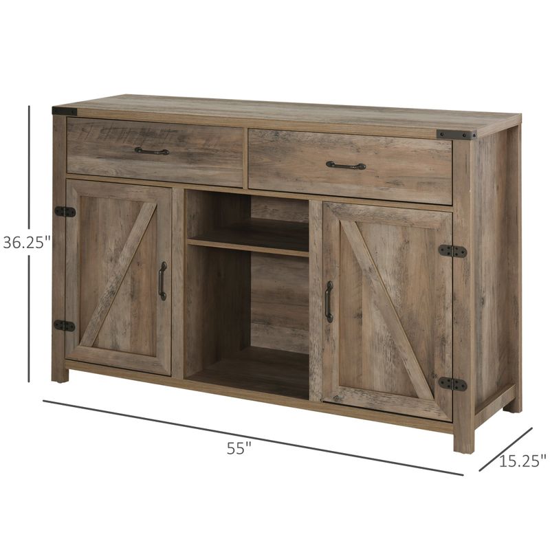 HomCom Wooden Farmhouse Sideboard Storage Buffet Cabinet - White