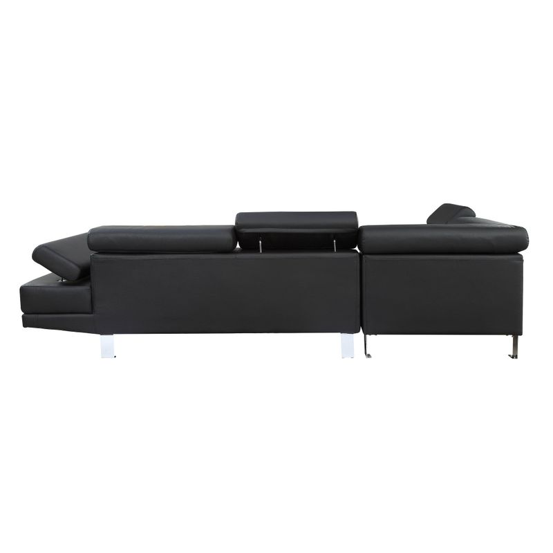 ACME Connor L Shape Sectional Sofa in Black Faux Leather