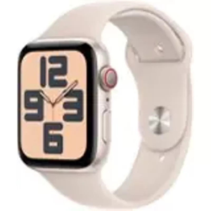 Apple Watch SE (GPS + Cellular) 44mm Starlight Aluminum Case with Starlight Sport Band - M/L - Starlight