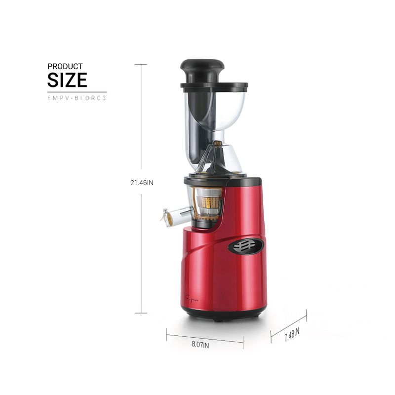 Empava 150-Watt 33 fl. oz. Red Electric Masticating Juicer with Reverse Function - Cold Press - Big Mouth - Red and Black